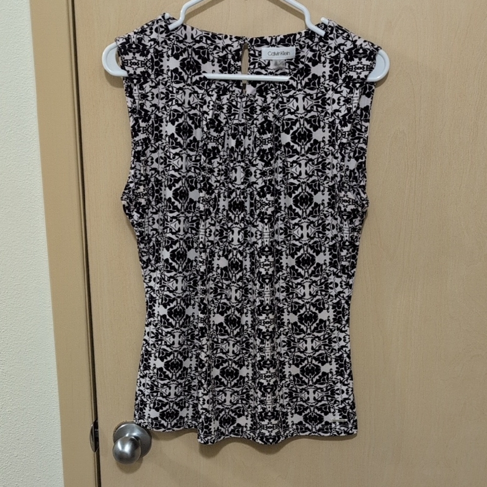 Calvin Klein Purple Black and White Women's Sleeveless Top